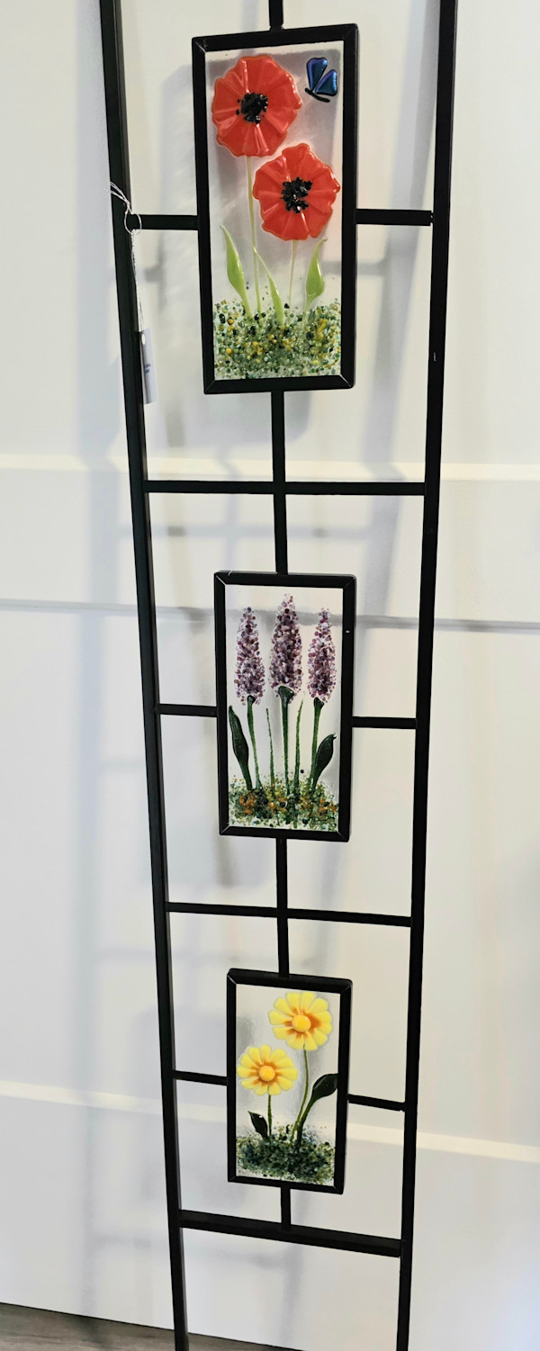 Trellis-with Poppies, Lavender, and Daisies by Kathy Kollenburn, Image 1.