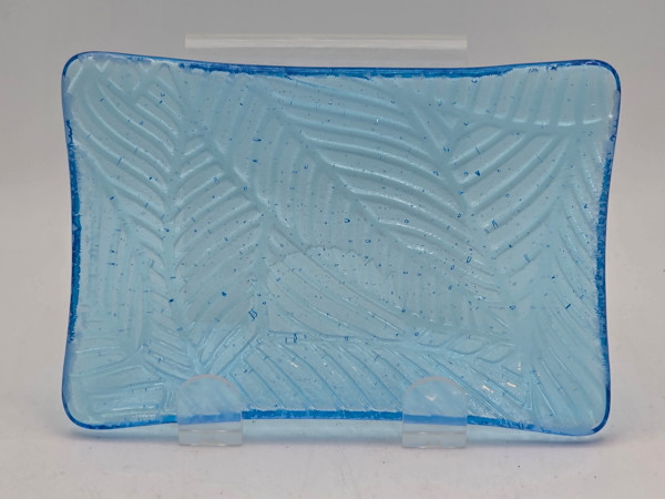 Soap Dish/Spoon Rest-Impressed Leaves in Light Turquoise Blue by Kathy Kollenburn, Image 2.