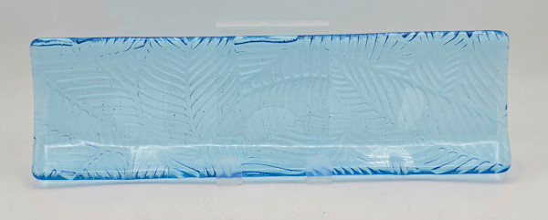 Long Tray-Light Turquoise Blue with Leaf Impression by Kathy Kollenburn, Image 3.