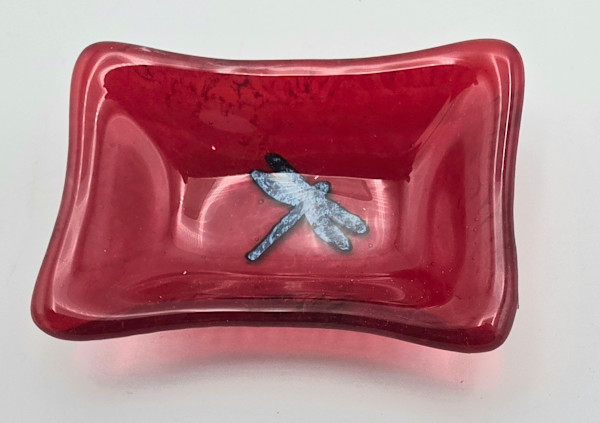 Trinket Dish-Copper Butterfly on Red by Kathy Kollenburn, Image 4.