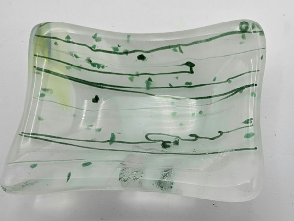 Trinket Dish-Green Mardi Gras on White Streaky by Kathy Kollenburn, Image 2.