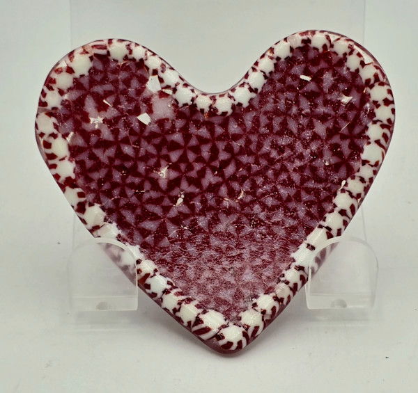 Heart Dish-Red/White Candy Cane Murrini by Kathy Kollenburn, Image 5.