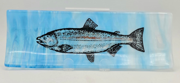 Long Tray-Rainbow Trout on Blue/White Streaky by Kathy Kollenburn, Image 6.