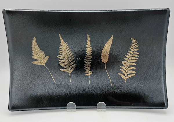 Serving Plate-Silver Irid with Gold Ferns by Kathy Kollenburn, Image 5.