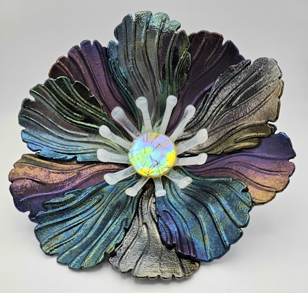 Garden Flower-Amethyst Irid with White Streaky Stamens and Dichroic Center by Kathy Kollenburn, Image 2.