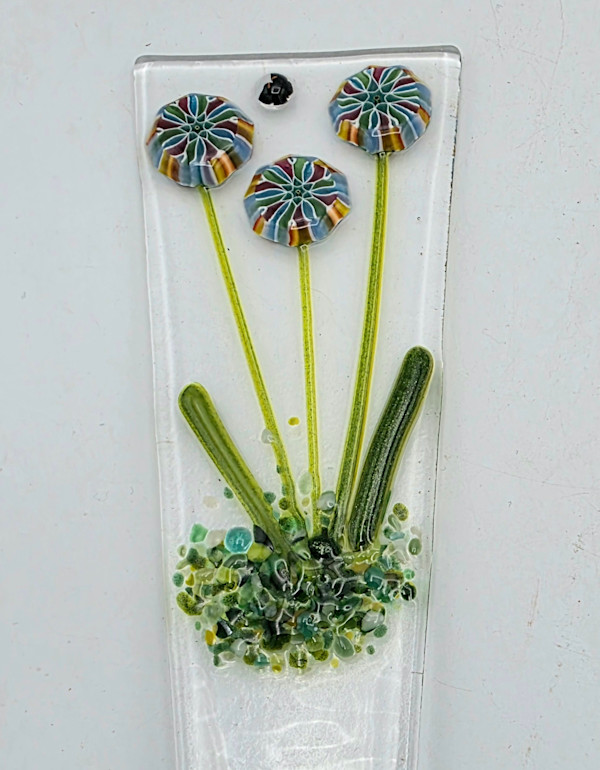 Plant Stake-Mandala Flowers in Turquoise/Red by Kathy Kollenburn, Image 2.