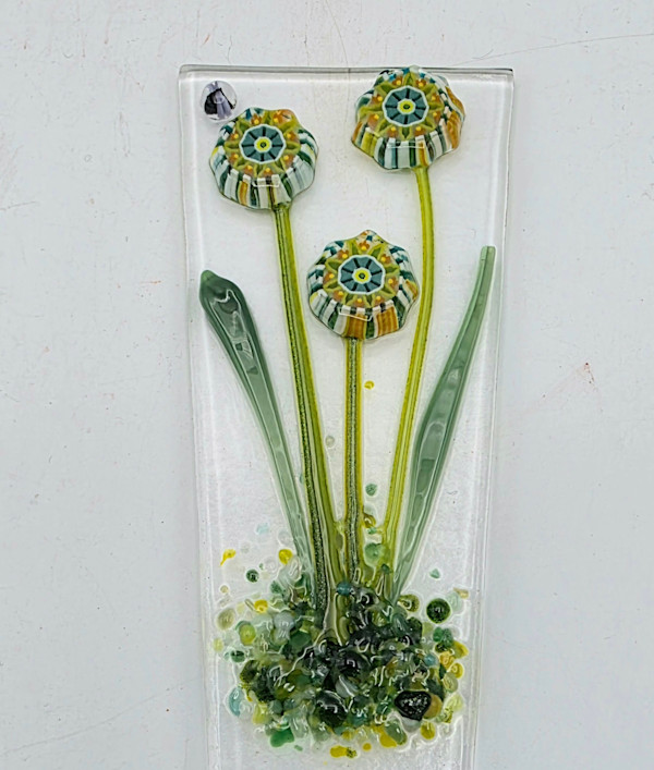 Plant Stake-Green/Gold Mandala Flowers by Kathy Kollenburn, Image 5.