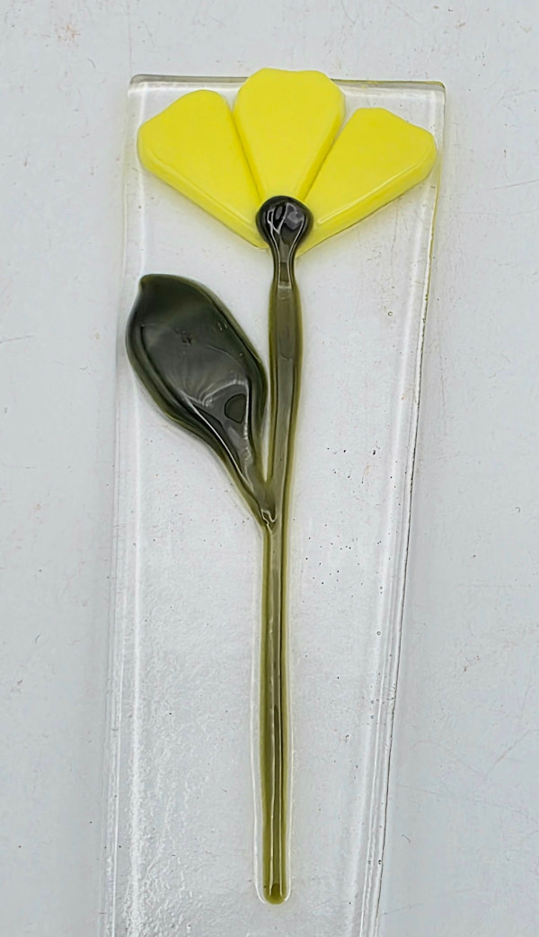 Plant Stake-Yellow Flower by Kathy Kollenburn, Image 1.