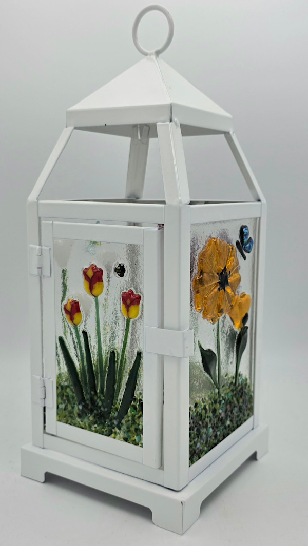 Lantern-White with Botanical Panels by Kathy Kollenburn, Image 11.
