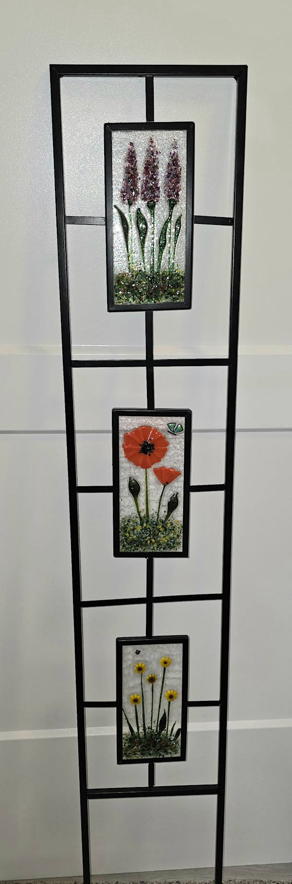 Trellis with Lavender, Orange Poppies, Yellow Sunflowers by Kathy Kollenburn, Image 1.