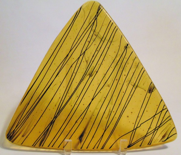 Triangular Plate-Amber with black stringer by Kathy Kollenburn