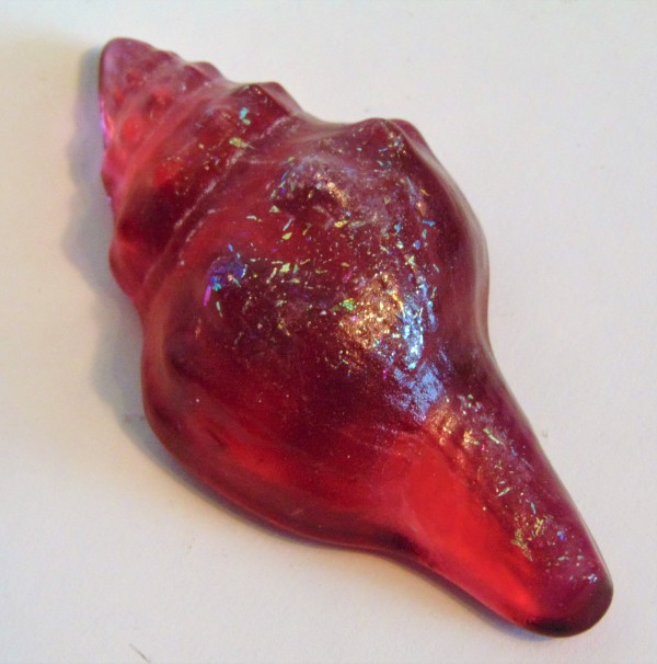 Conch Shell Paperweight-Cranberry by Kathy Kollenburn