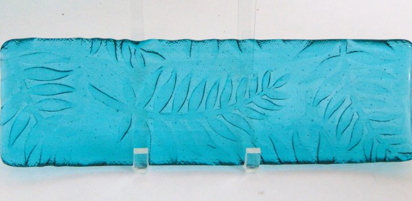 Long Tray-Turquoise with Fern Imprint by Kathy Kollenburn