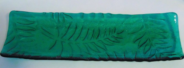 Long Tray-Emerald Green with Fern Imprint by Kathy Kollenburn