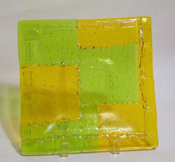 Square Sectioned Plate with Irid Dividers and Accents by Kathy Kollenburn
