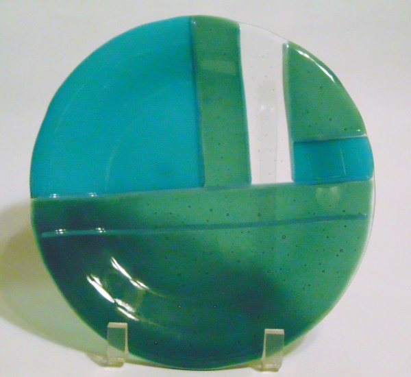 Round Plate-Turquoise/Greens by Kathy Kollenburn