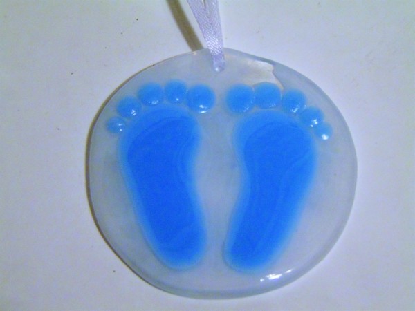 Baby's First Ornament-Blue Baby Feet by Kathy Kollenburn