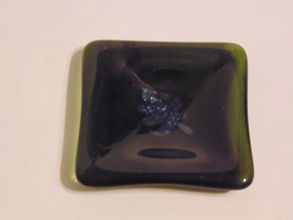 Small dish-Green with copper leaf by Kathy Kollenburn