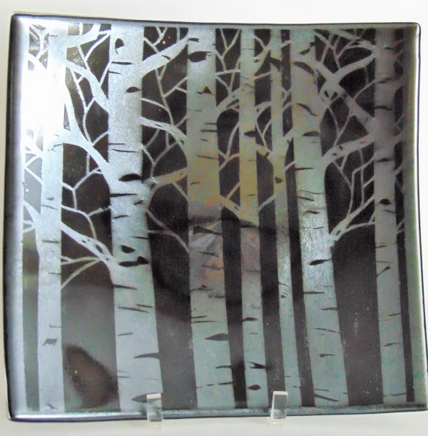 Plate-Birch Trees on Black Irid by Kathy Kollenburn