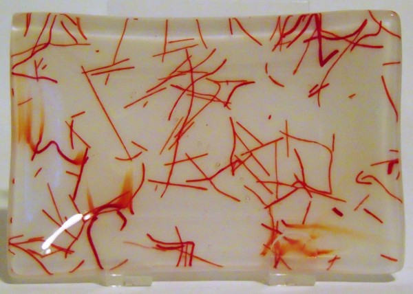 Soap Dish/Spoon Rest-Red Stringer on White by Kathy Kollenburn