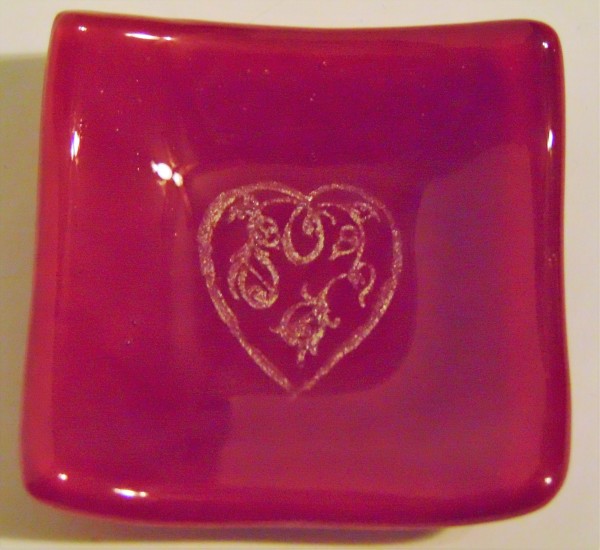 Heart Dish, Red with Silver by Kathy Kollenburn