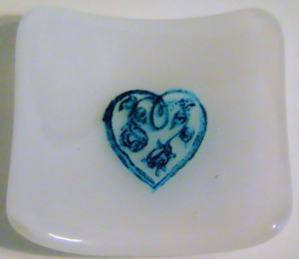 Heart Dish-Blue on White by Kathy Kollenburn