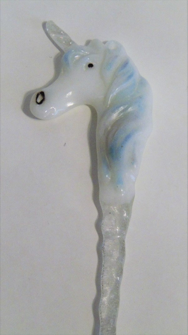 Unicorn Ornament with Blue Mane by Kathy Kollenburn