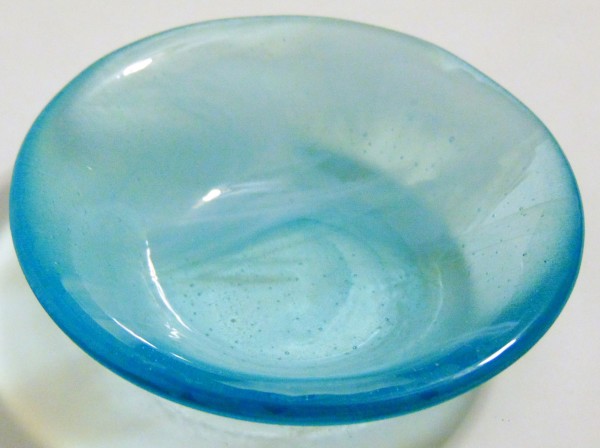 Small Bowl, Light Aquamarine with White Streaky by Kathy Kollenburn