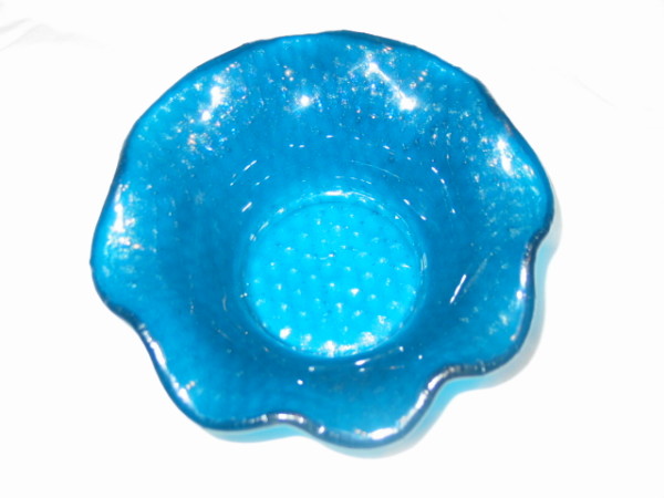 Ruffled Bowl-Turquoise Irid by Kathy Kollenburn