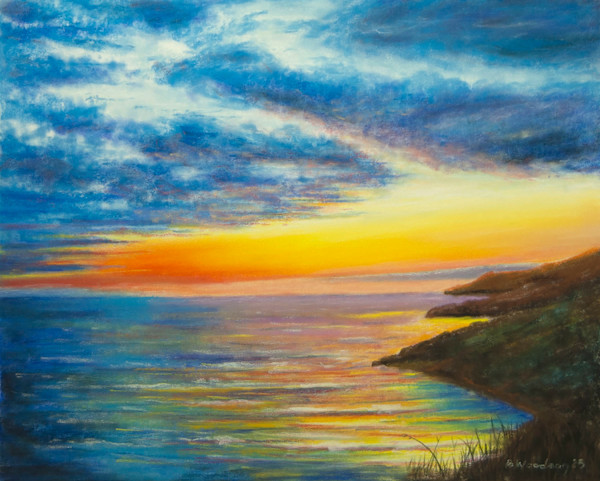Abermawr Sunset looking North by Barry Woodman