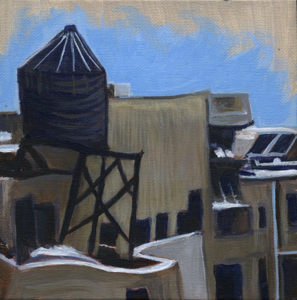 Water Tower on Roof Top by Artist: Sandra Mucha