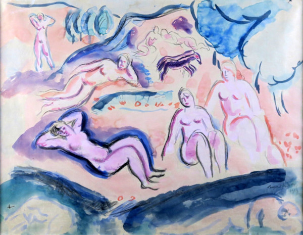 Dívčí akty v krajině (Girls' nudes in the landscape) by Alfréd Justitz, Image 1.