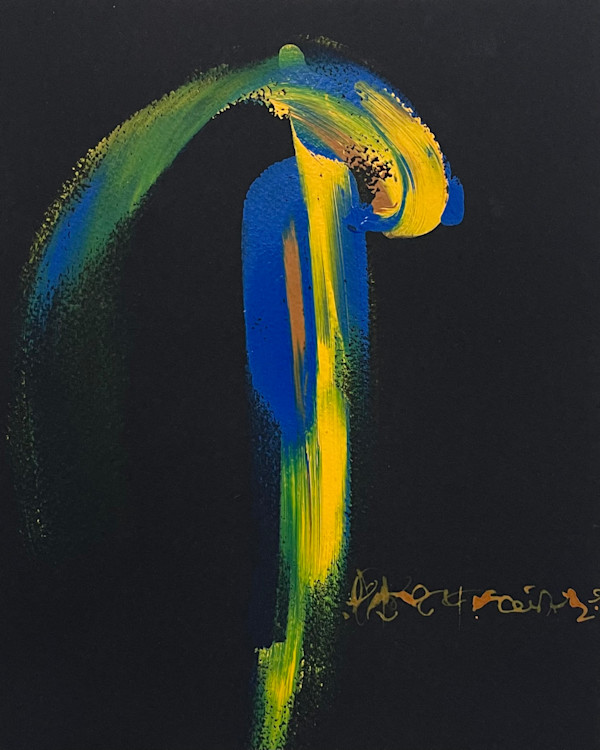 Yellow Blue Asemic on Paper by Leah Souffrant, Image 1.