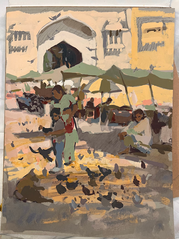 Feeding the pigeons, Jaipur by Haidee-Jo Summers, Image 1.