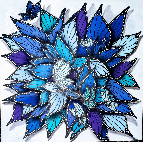 Butterfly Bouquet big blue by  Juju Bartush, Artbyjuju by Juju Bartush