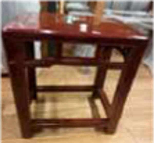 Glossy Red Wooden Stool, Image 1.