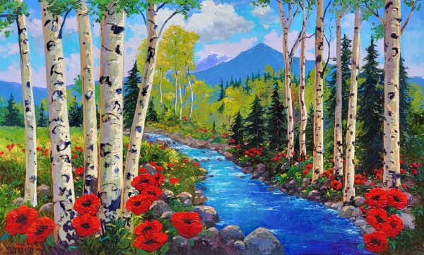 Enchanted Poppies Oil 36 x 60 by Schaefer/Miles Fine Art Inc. Kevin D. Miles & Wendy Sue Schaefer-Miles