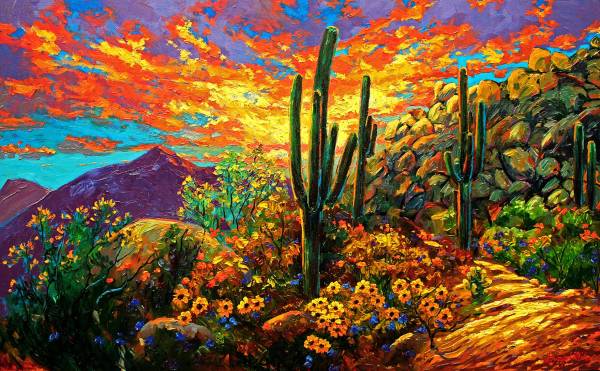 Desert Sunset by Schaefer/Miles Fine Art Inc. Kevin D. Miles & Wendy Sue Schaefer-Miles