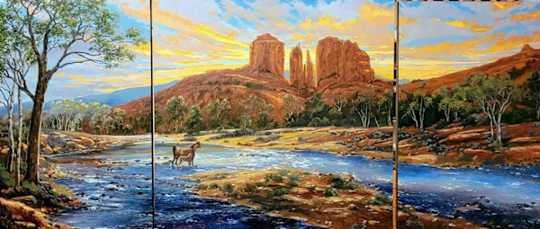 Sunset Redrock Crossing by Schaefer/Miles Fine Art Inc. Kevin D. Miles & Wendy Sue Schaefer-Miles