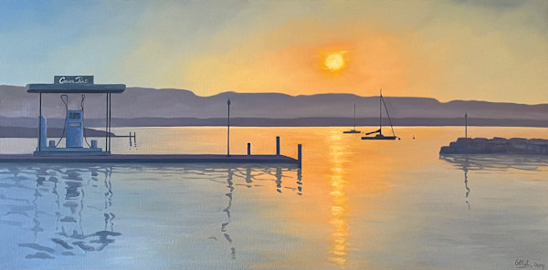 Coucher de soleil sur le chantier naval de Corsier-Port by Gaëlle Mot, Image 1.