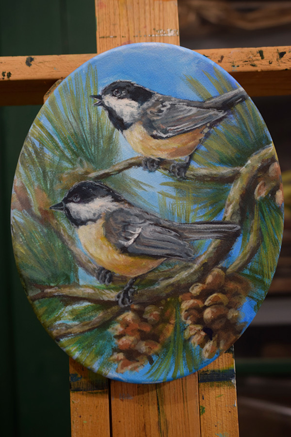 Oval Bird Series/ Chickadee by Dierdra Michelle, Image 1.