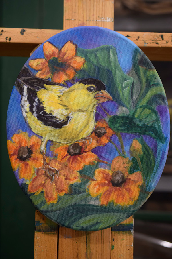 Oval Bird Series/ GoldFinch by Dierdra Michelle, Image 1.