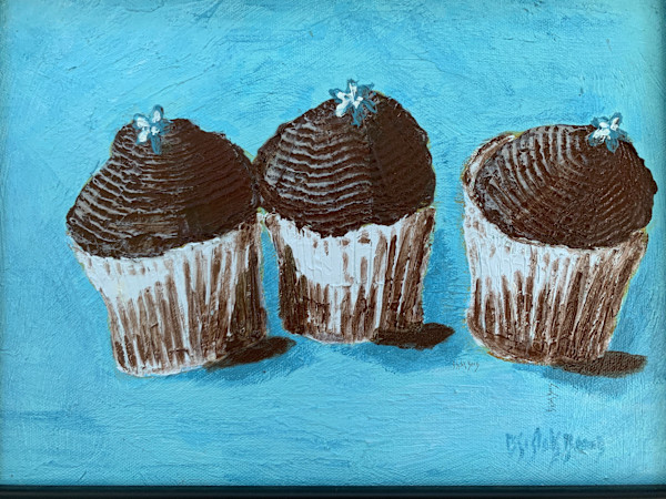3 Chocolate Cupcakes by Barb Sistak Baur, Image 1.