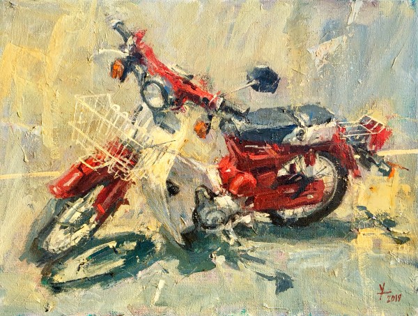 Red Honda Scooter 002 by Donald Yatomi