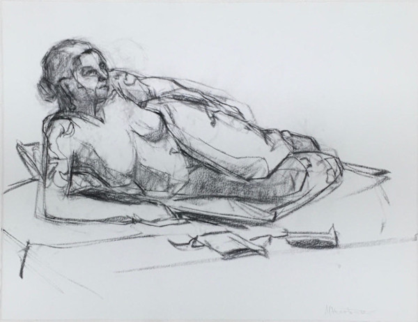 Reclining Nude with Blanket by Mimi Herbert, Image 1.
