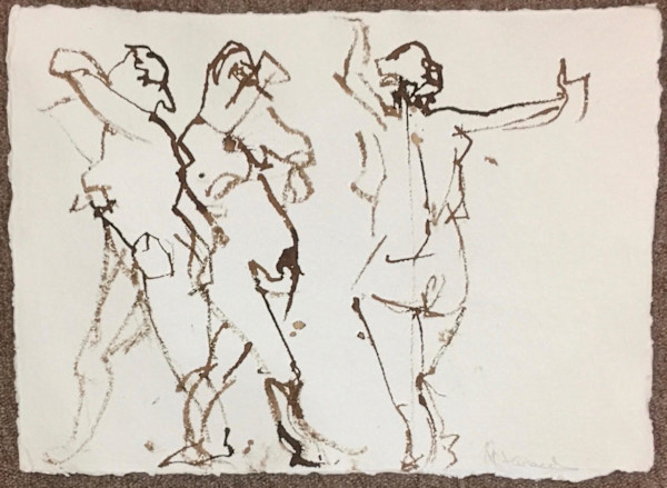 Three Figures (Ink with Twig) by Mimi Herbert, Image 1.