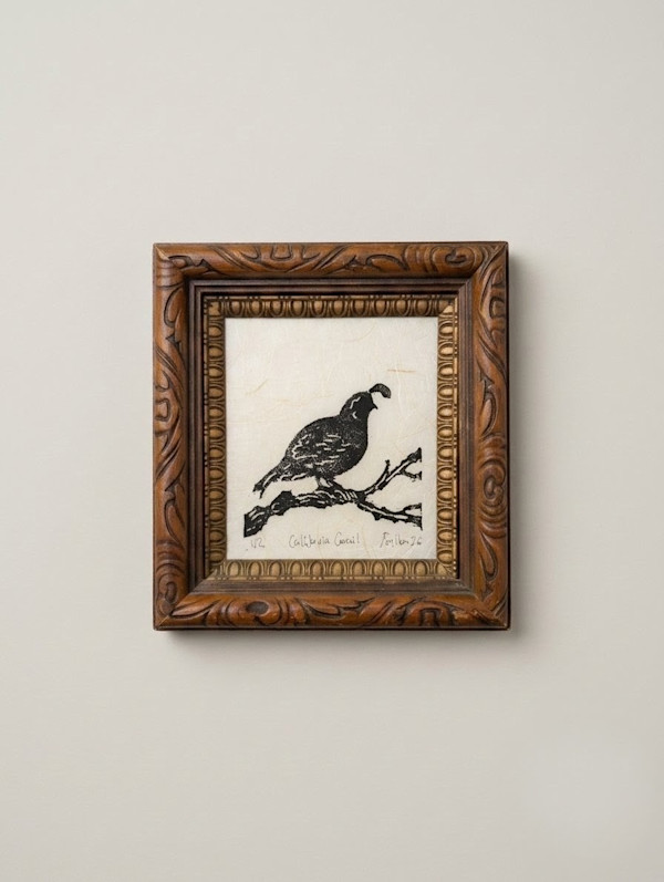 California Quail in Vintage Frame - Collector's Edition by María Ayllón, Image 1.