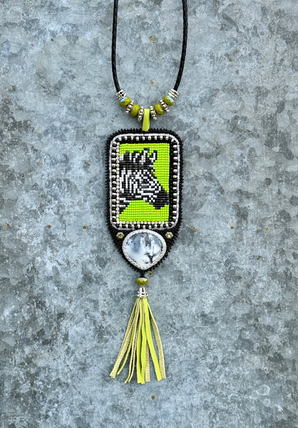 Neon Green Zebra by Beadist By the Bay, Image 1.