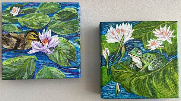 “Duckling in the water lilies” and “frog in the water lilies” by Suzan Gagliano, Image 3.