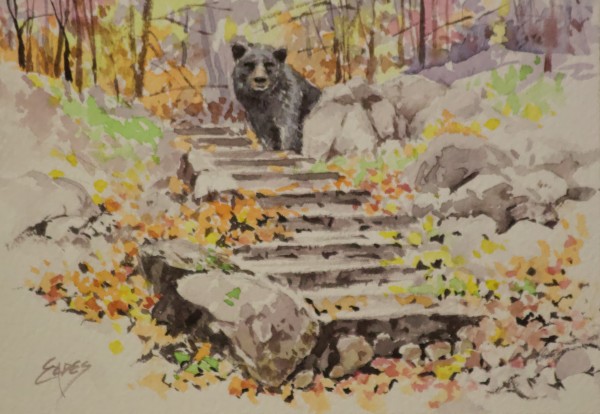 Fall Leaves on Stone Steps by Linda Eades Blackburn